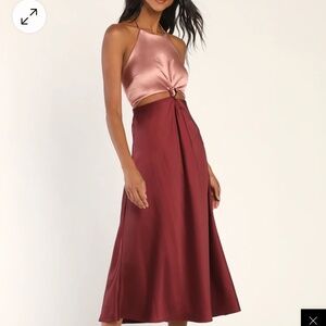 Small Lulus burgundy/rose midi knotted dress